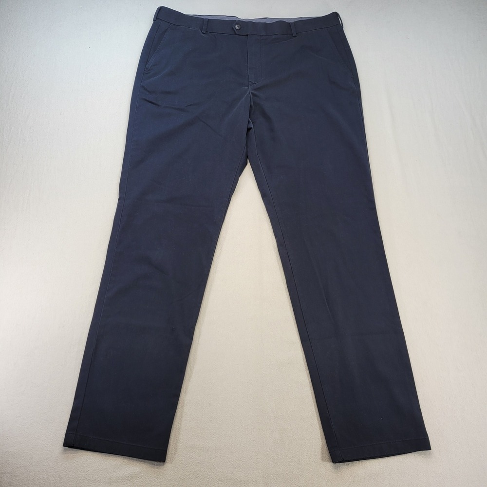 Charles Tyrwhitt Chino Mens 40x34 Navy Blue Flat Front Stretch Cotton Trousers